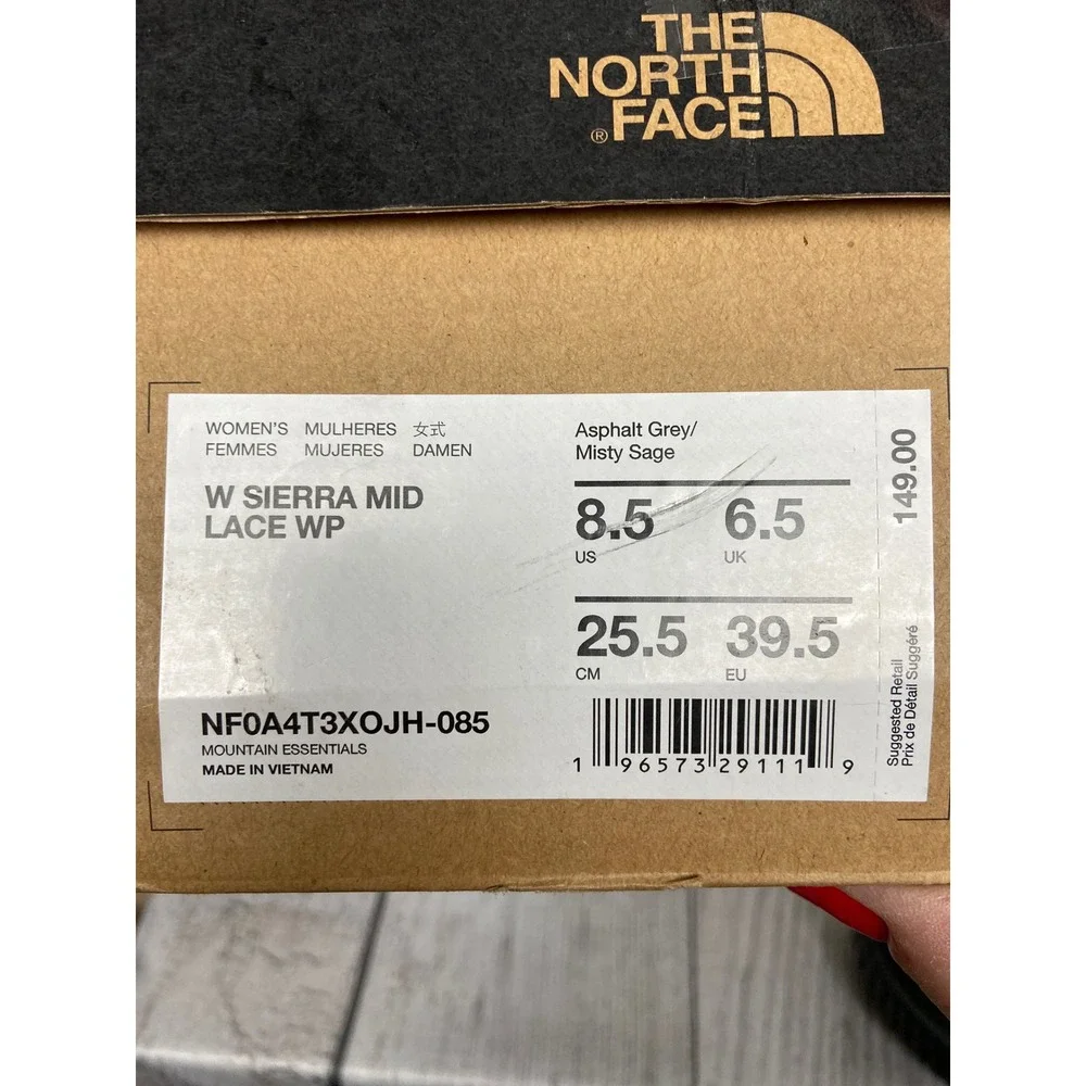 The North Face Sierra Mid Lace WP‎ Boots Waterproof Winter Asphalt Grey 8.5